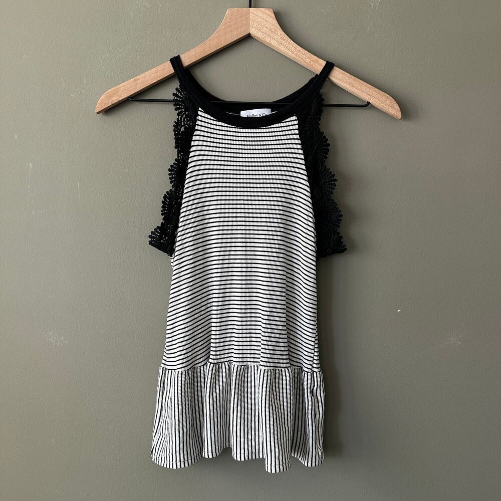 Hailey & Co Crochet Striped Peplum Top - Small